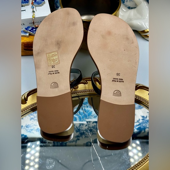 🆕 CHIARA FERRAGNI 🧿 NWOT Flirting Leather Toe Ring Sandal, Black - Sz 36 - Picture 9 of 16